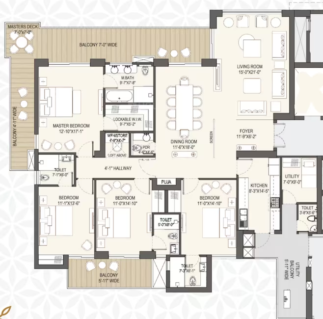 DLF The Aureva Sector 63A 4BHK Floor Plan